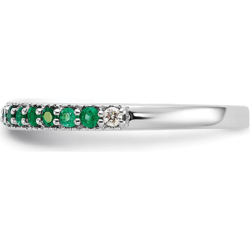 14K White Gold Emerald and Diamond Tapered Band - 0.253 Carat Total Emerald Weight by 0