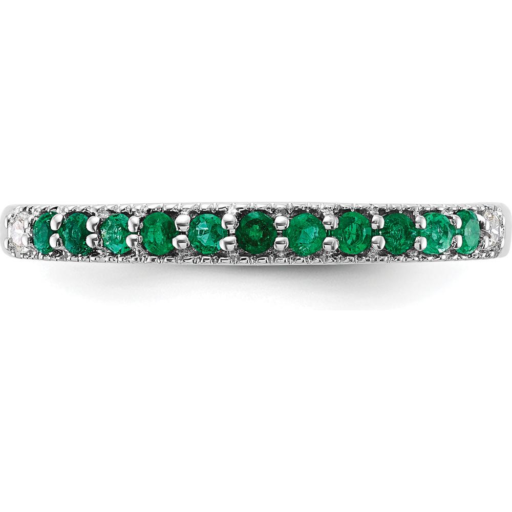 14K White Gold Emerald and Diamond Tapered Band - 0.253 Carat Total Emerald Weight by 0