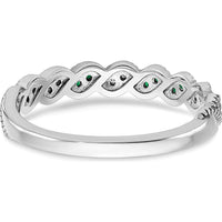 14K White Gold Emerald and Diamond Twist Band - 0.08 Carat Total Emerald and Diamond Weight by 0