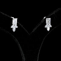 14K White Gold Emerald and Pear-Shape Lab Diamond Hanging Earrings - 2.96 Carats Total Diamond Weight - Covaloro Fine Jewelry