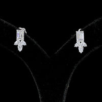 14K White Gold Emerald and Pear-Shape Lab Diamond Hanging Earrings - 2.96 Carats Total Diamond Weight - Covaloro Fine Jewelry