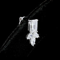 14K White Gold Emerald and Pear-Shape Lab Diamond Hanging Earrings - 2.96 Carats Total Diamond Weight - Covaloro Fine Jewelry