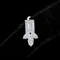 14K White Gold Emerald and Pear-Shape Lab Diamond Hanging Earrings - 2.96 Carats Total Diamond Weight - Covaloro Fine Jewelry