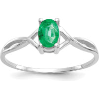 14K White Gold Emerald Birthstone Ring - 0.5 Carat Oval Emerald by Oro Pregiato