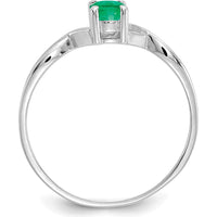 14K White Gold Emerald Birthstone Ring - 0.5 Carat Oval Emerald by Oro Pregiato