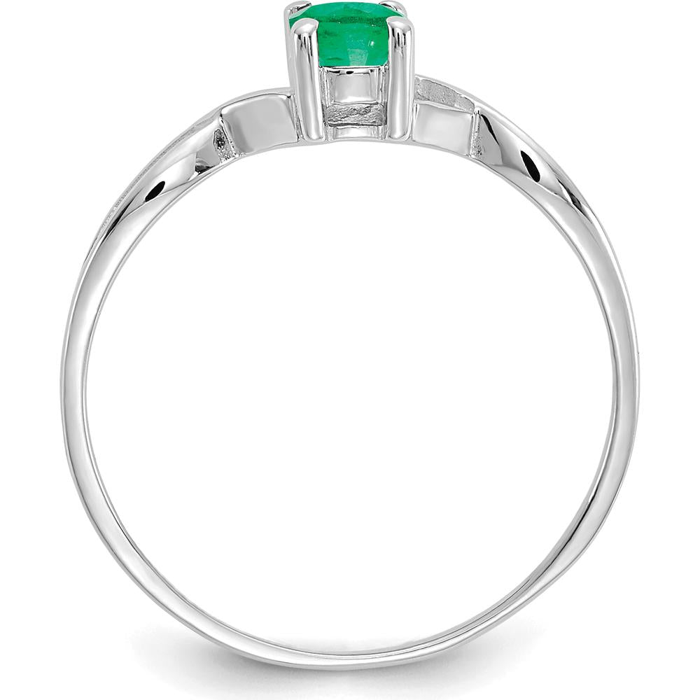 14K White Gold Emerald Birthstone Ring - 0.5 Carat Oval Emerald by Oro Pregiato
