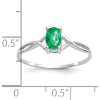 14K White Gold Emerald Birthstone Ring - 0.5 Carat Oval Emerald by Oro Pregiato