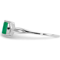 14K White Gold Emerald Birthstone Ring - 0.5 Carat Oval Emerald by Oro Pregiato