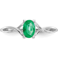 14K White Gold Emerald Birthstone Ring - 0.5 Carat Oval Emerald by Oro Pregiato