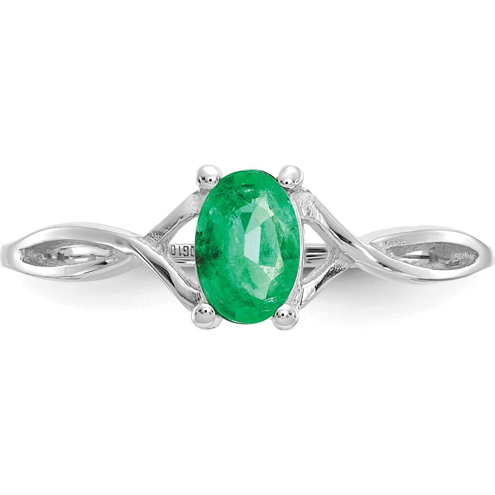 14K White Gold Emerald Birthstone Ring - 0.5 Carat Oval Emerald by Oro Pregiato