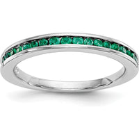 14K White Gold Emerald Channel Set Wedding Band with Round Faceted Emeralds - 0.38 Carat Total Gem Weight by 0
