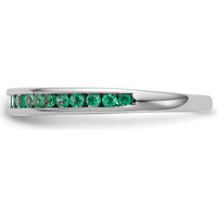 14K White Gold Emerald Channel Set Wedding Band with Round Faceted Emeralds - 0.38 Carat Total Gem Weight by 0