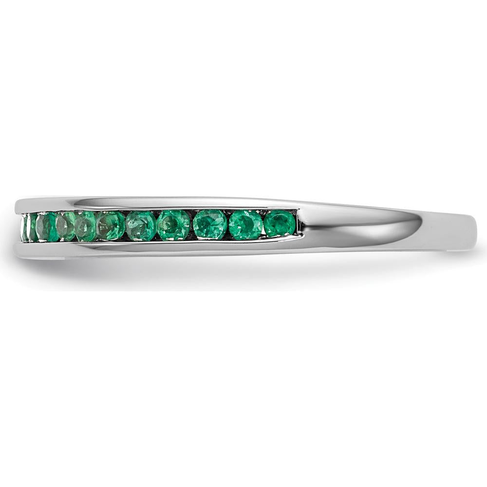 14K White Gold Emerald Channel Set Wedding Band with Round Faceted Emeralds - 0.38 Carat Total Gem Weight by 0
