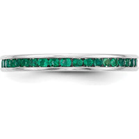 14K White Gold Emerald Channel Set Wedding Band with Round Faceted Emeralds - 0.38 Carat Total Gem Weight by 0