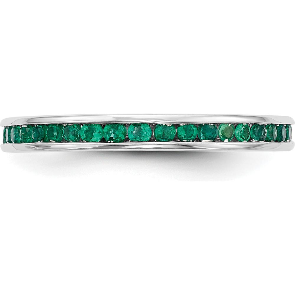 14K White Gold Emerald Channel Set Wedding Band with Round Faceted Emeralds - 0.38 Carat Total Gem Weight by 0