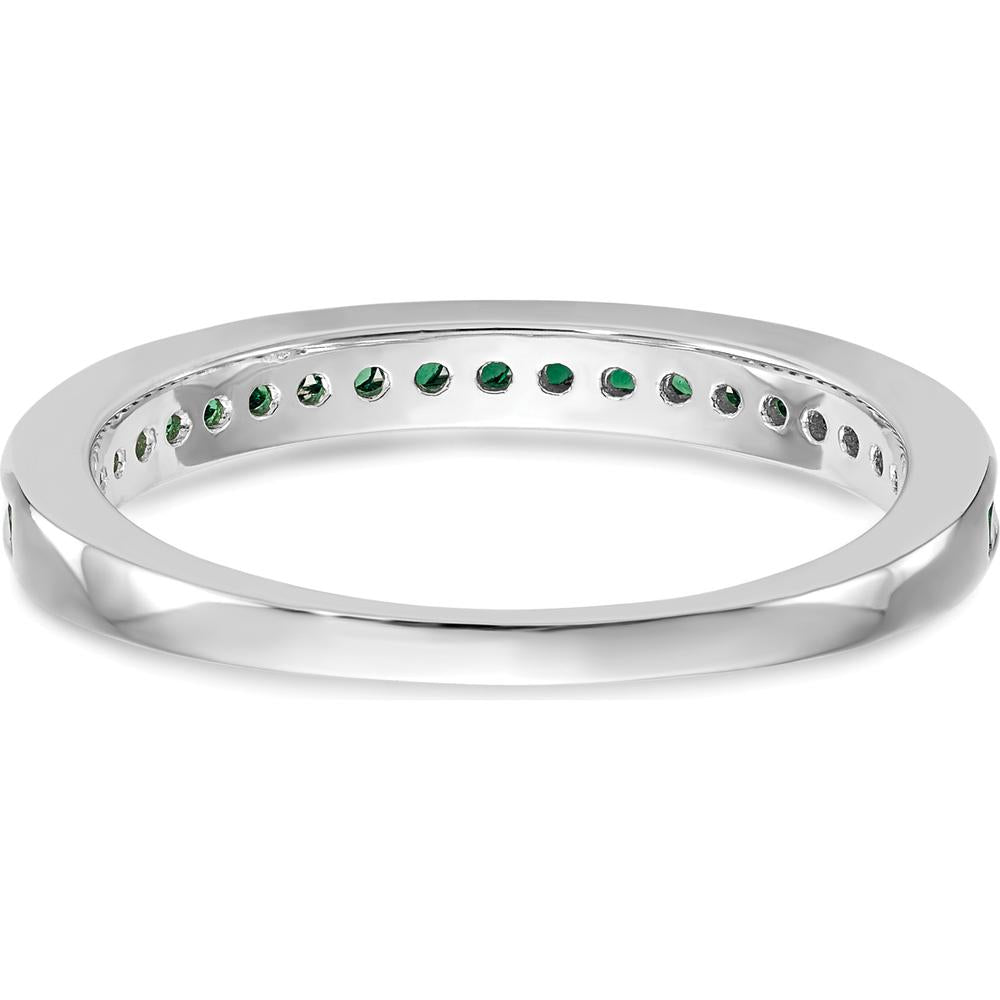 14K White Gold Emerald Channel Set Wedding Band with Round Faceted Emeralds - 0.38 Carat Total Gem Weight by 0