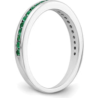 14K White Gold Emerald Channel Set Wedding Band with Round Faceted Emeralds - 0.38 Carat Total Gem Weight by 0