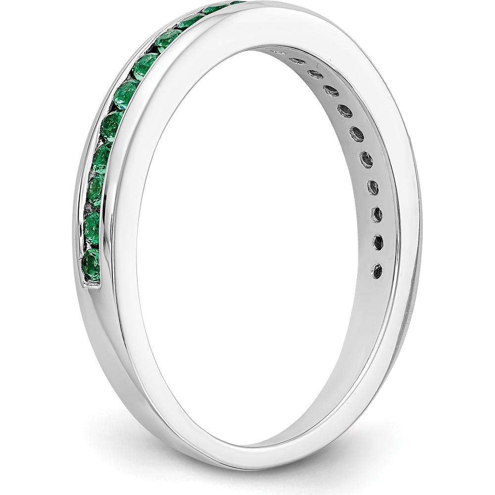 14K White Gold Emerald Channel Set Wedding Band with Round Faceted Emeralds - 0.38 Carat Total Gem Weight by 0