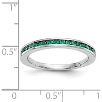 14K White Gold Emerald Channel Set Wedding Band with Round Faceted Emeralds - 0.38 Carat Total Gem Weight by 0