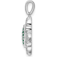 14K White Gold Emerald Cluster and Diamond Vintage Pendant - 0.17 Carat Total Diamond Weight, 0.153 Carat Total Emerald Weight by Lumare Gioia