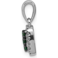 14K White Gold Emerald Cluster Pendant with Diamond Accents and Rhodium Plating - 0.19 Carat Emeralds, 0.005 Carat Diamonds by Lumare Gioia