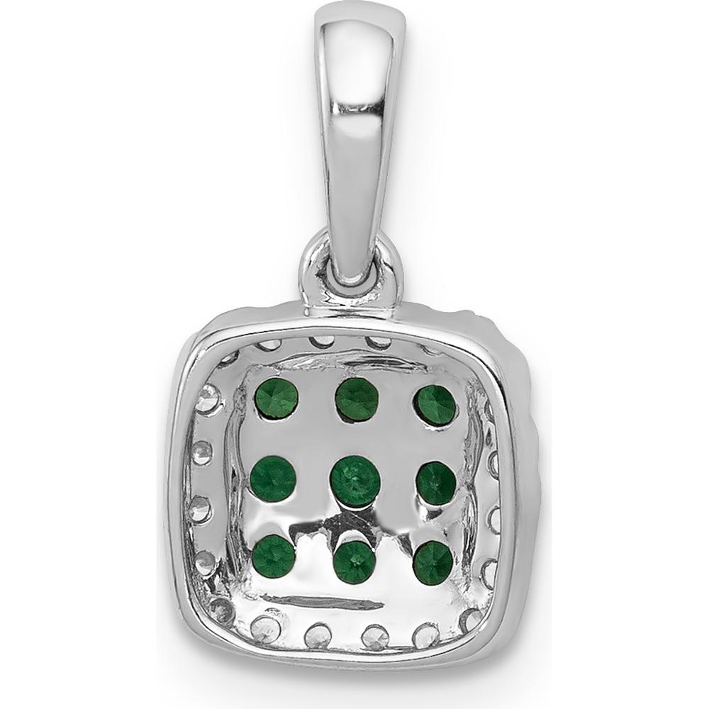 14K White Gold Emerald Cluster Pendant with Diamond Accents and Rhodium Plating - 0.19 Carat Emeralds, 0.005 Carat Diamonds by Lumare Gioia