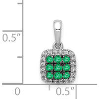 14K White Gold Emerald Cluster Pendant with Diamond Accents and Rhodium Plating - 0.19 Carat Emeralds, 0.005 Carat Diamonds by Lumare Gioia