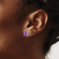 14K White Gold Emerald Cut Amethyst Stud Earrings - 2.15 Carat Total Amethyst Weight by Monteluci Fine Jewelry
