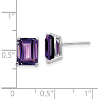 14K White Gold Emerald Cut Amethyst Stud Earrings - 2.15 Carat Total Amethyst Weight by Monteluci Fine Jewelry