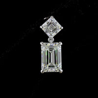 14K White Gold Emerald Cut and Asscher Cut Lab Diamond Hanging Earrings - 8.21 Carats Total Diamond Weight - Covaloro Fine Jewelry