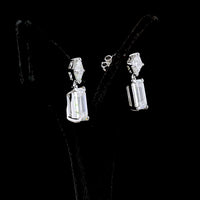 14K White Gold Emerald Cut and Asscher Cut Lab Diamond Hanging Earrings - 8.21 Carats Total Diamond Weight - Covaloro Fine Jewelry