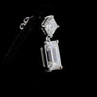 14K White Gold Emerald Cut and Asscher Cut Lab Diamond Hanging Earrings - 8.21 Carats Total Diamond Weight - Covaloro Fine Jewelry