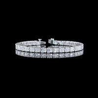 14K White Gold Emerald Cut and Round Diamond Tennis Bracelet - 8.94 Carat Total Weight Lab Grown Diamonds - Covaloro Fine Jewelry