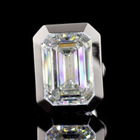 14K White Gold Emerald Cut Bezel Set Lab Diamond Stud Earrings - 3.08 Carat Total Weight, GIA Certified E-F VVS2 - Covaloro Fine Jewelry