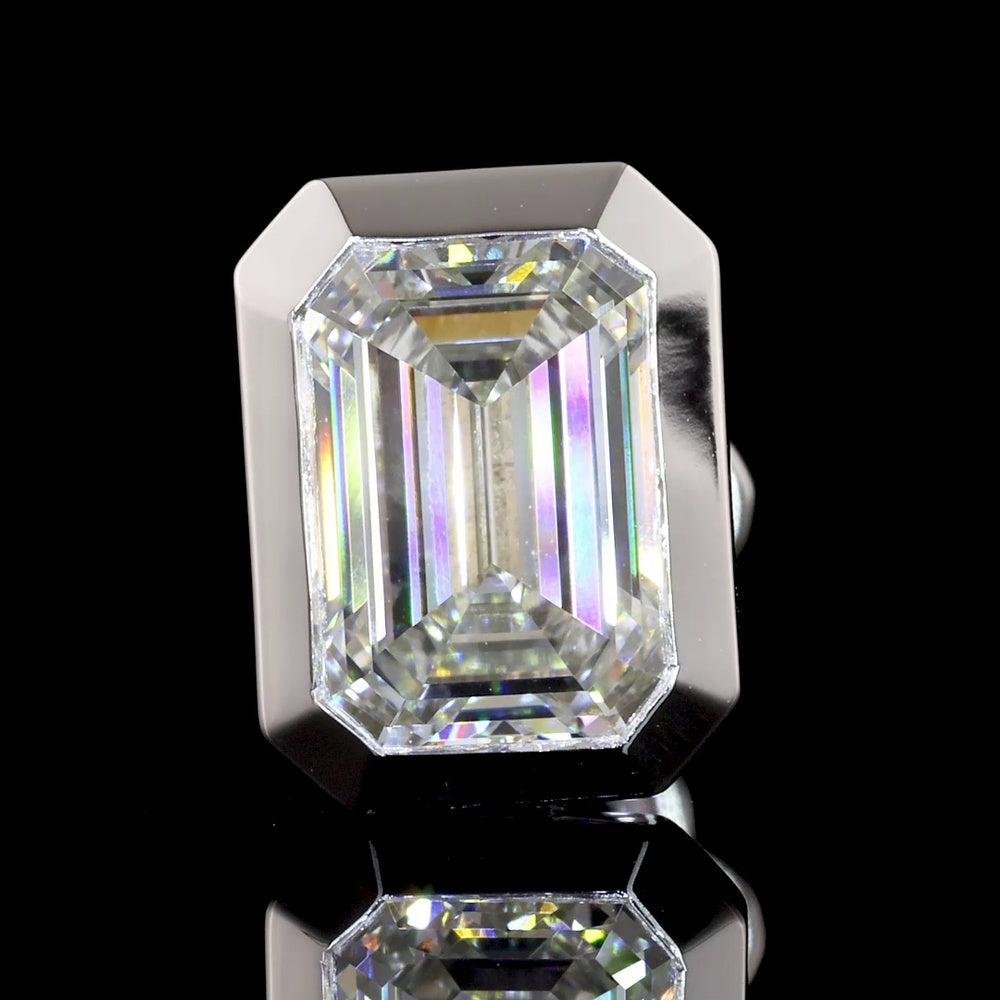 14K White Gold Emerald Cut Bezel Set Lab Diamond Stud Earrings - 3.08 Carat Total Weight, GIA Certified E-F VVS2 - Covaloro Fine Jewelry