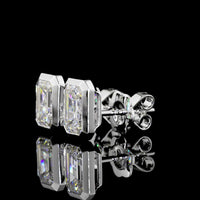 14K White Gold Emerald Cut Bezel Set Lab Diamond Stud Earrings - 3.08 Carat Total Weight, GIA Certified E-F VVS2 - Covaloro Fine Jewelry