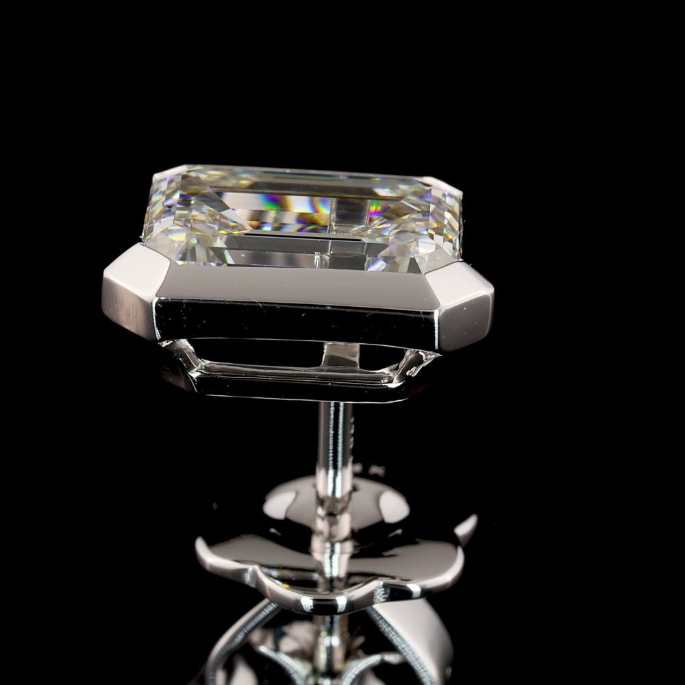 14K White Gold Emerald Cut Bezel Set Lab Diamond Stud Earrings - 3.08 Carat Total Weight, GIA Certified E-F VVS2 - Covaloro Fine Jewelry