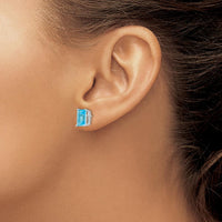 14K White Gold Emerald Cut Blue Topaz Stud Earrings - 1.95 Carat Total Weight by Monteluci Fine Jewelry