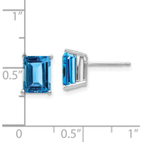 14K White Gold Emerald Cut Blue Topaz Stud Earrings - 1.95 Carat Total Weight by Monteluci Fine Jewelry