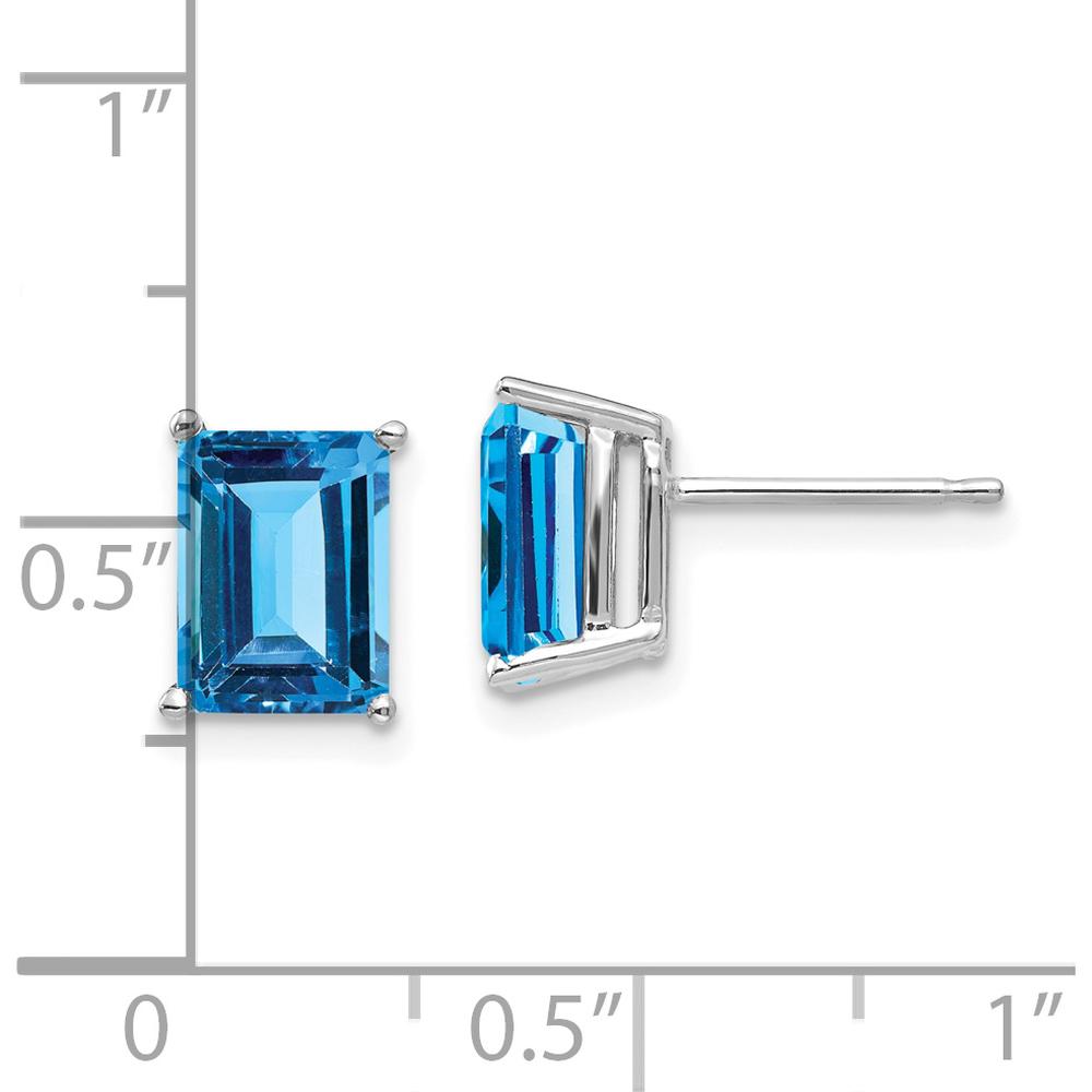 14K White Gold Emerald Cut Blue Topaz Stud Earrings - 1.95 Carat Total Weight by Monteluci Fine Jewelry