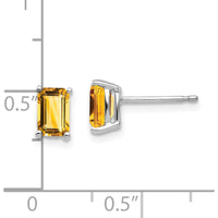 14K White Gold Emerald Cut Citrine Stud Earrings - 1.0 Carat Total Citrine Weight by Monteluci Fine Jewelry