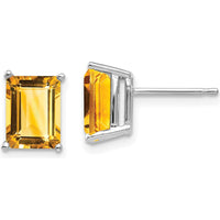 14K White Gold Emerald Cut Citrine Stud Earrings - 1.45 Carat Total Citrine Weight by Monteluci Fine Jewelry