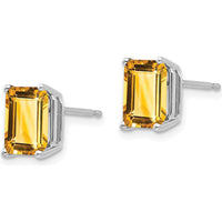 14K White Gold Emerald Cut Citrine Stud Earrings - 1.45 Carat Total Citrine Weight by Monteluci Fine Jewelry