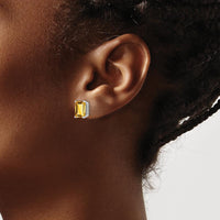 14K White Gold Emerald Cut Citrine Stud Earrings - 1.45 Carat Total Citrine Weight by Monteluci Fine Jewelry