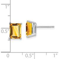 14K White Gold Emerald Cut Citrine Stud Earrings - 1.45 Carat Total Citrine Weight by Monteluci Fine Jewelry