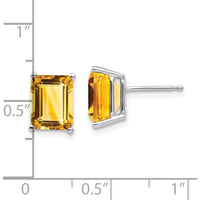 14K White Gold Emerald Cut Citrine Stud Earrings - 2.10 Carat Total Gem Weight by Monteluci Fine Jewelry
