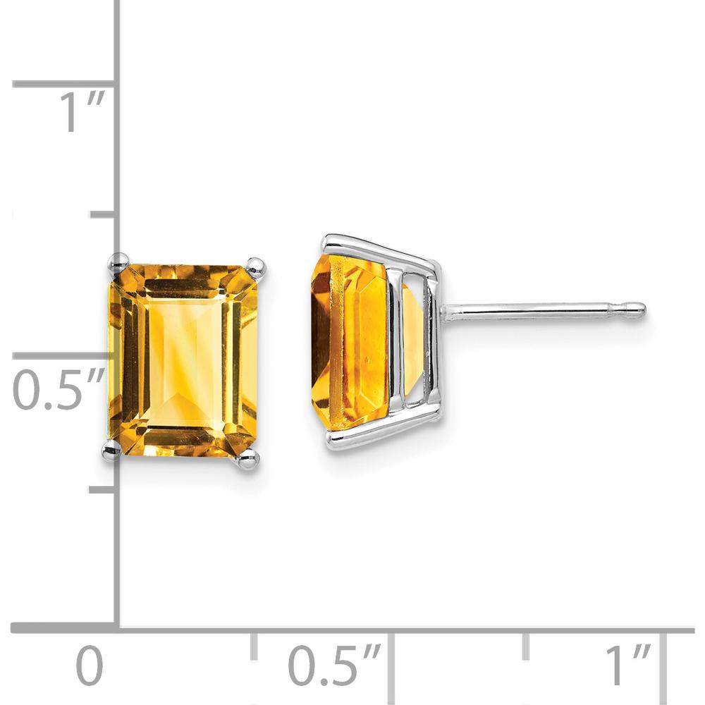 14K White Gold Emerald Cut Citrine Stud Earrings - 2.10 Carat Total Gem Weight by Monteluci Fine Jewelry