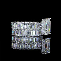 14K White Gold Emerald Cut Diamond Eternity Band - 3.80 Carat Total Weight, 22 Lab Diamonds, E-F Color VS1 Clarity, Prong Set - Covaloro Fine Jewelry
