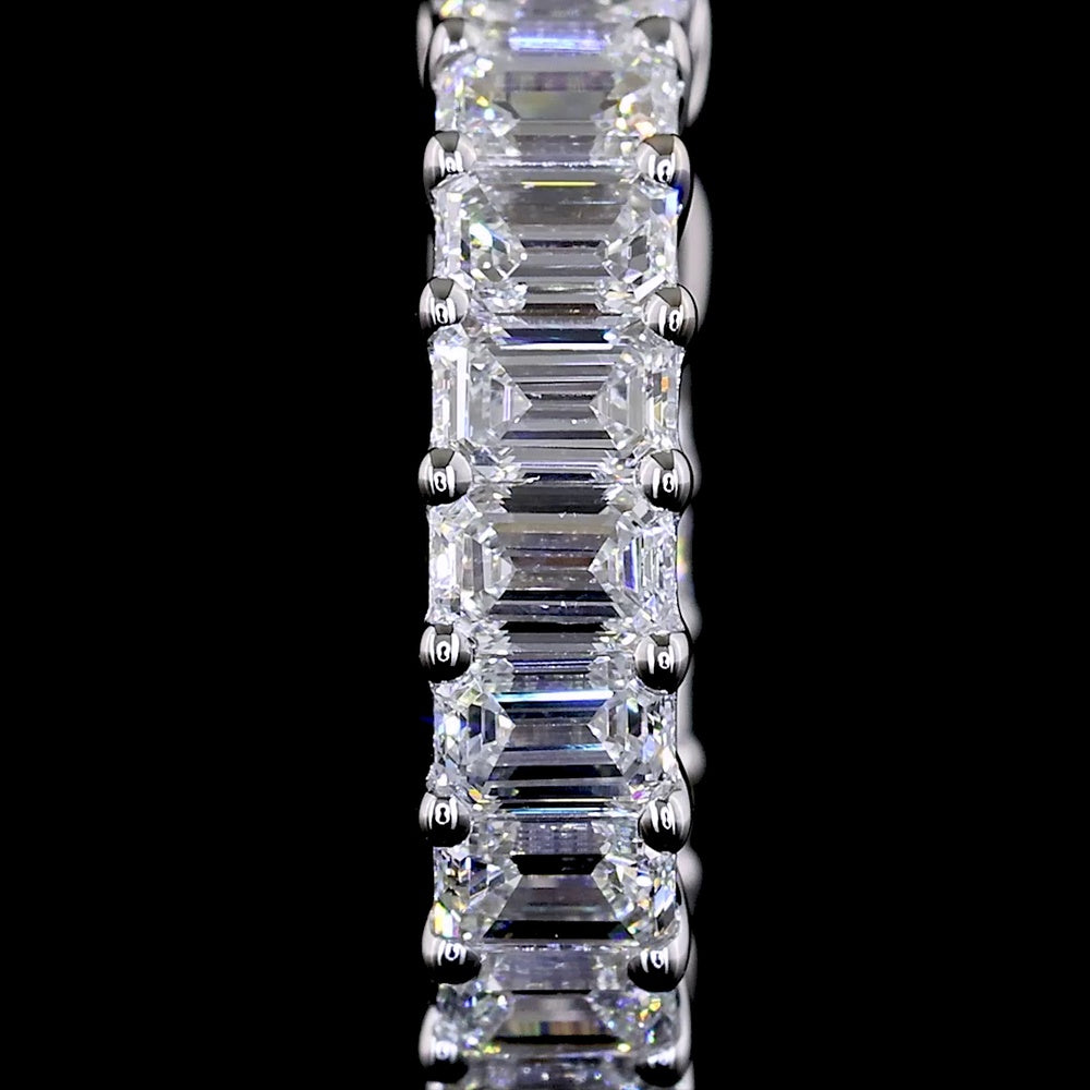14K White Gold Emerald Cut Diamond Huggie Earrings - 1.47 Carat Total Weight, 28 Lab Grown Diamonds in Prong Setting, E-F Color VS Clarity - Covaloro Fine Jewelry