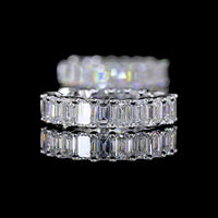 14K White Gold Emerald Cut Diamond Huggie Earrings - 1.47 Carat Total Weight, 28 Lab Grown Diamonds in Prong Setting, E-F Color VS Clarity - Covaloro Fine Jewelry